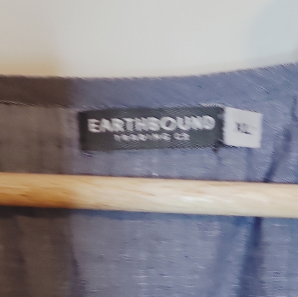 Earthbound Smocked Embroidered Front, Tie Neck Dress Large. - Picture 5 of 10